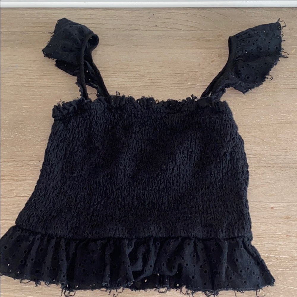 Black eyelet top
